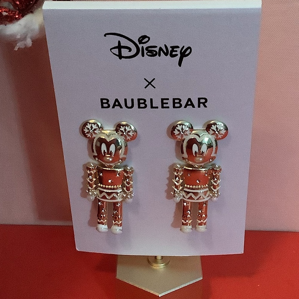BaubleBar x Disney Mickey Mouse Gold Nutcracker Earrings New - Picture 3 of 5